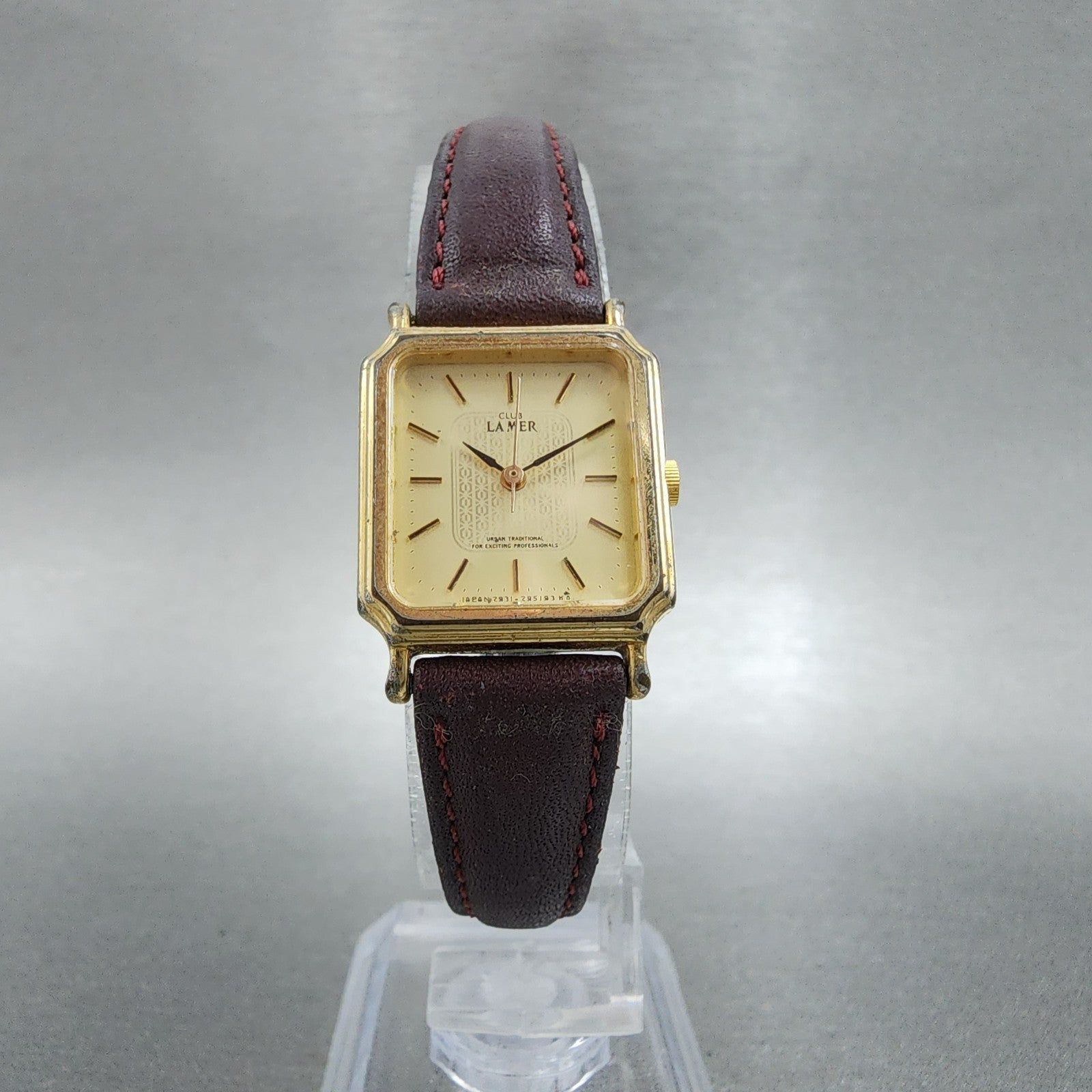 Citizen Club Lamer Tank Watch Women 20mm Champagne Dial Gold Tone New Battery9