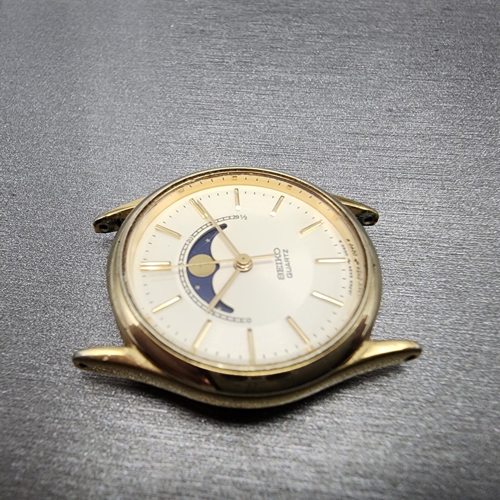 Seiko Moon Phase Watch Women 24mm White Dial Gold Tone Round 2A240048 PARTS4