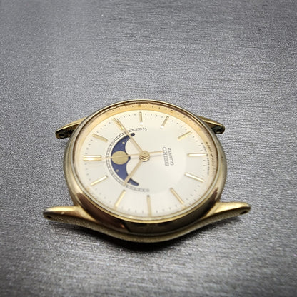 Seiko Moon Phase Watch Women 24mm White Dial Gold Tone Round 2A240048 PARTS4