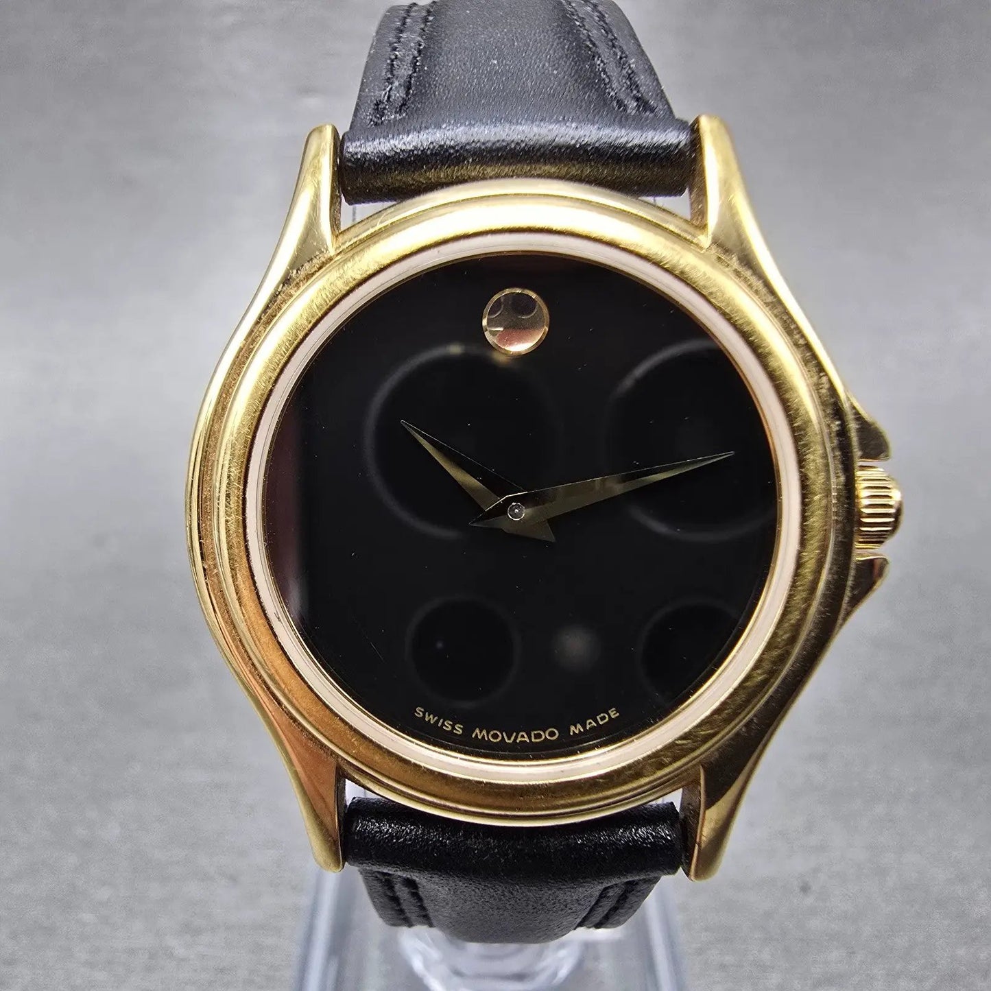 Movado Museum Watch Women 28mm Black Dial Gold Tone Round 87 E4 0823 New Batt SW0