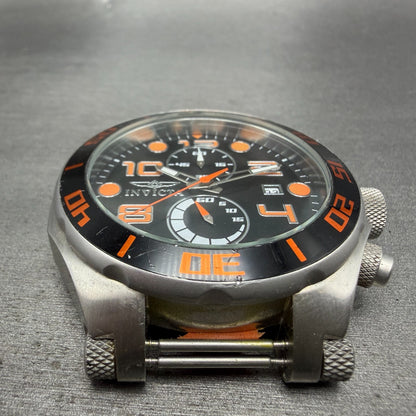 Invicta Pro Diver Chrono Watch Men 51mm Black Dial Silver Tone Date RoundCHIPPED3