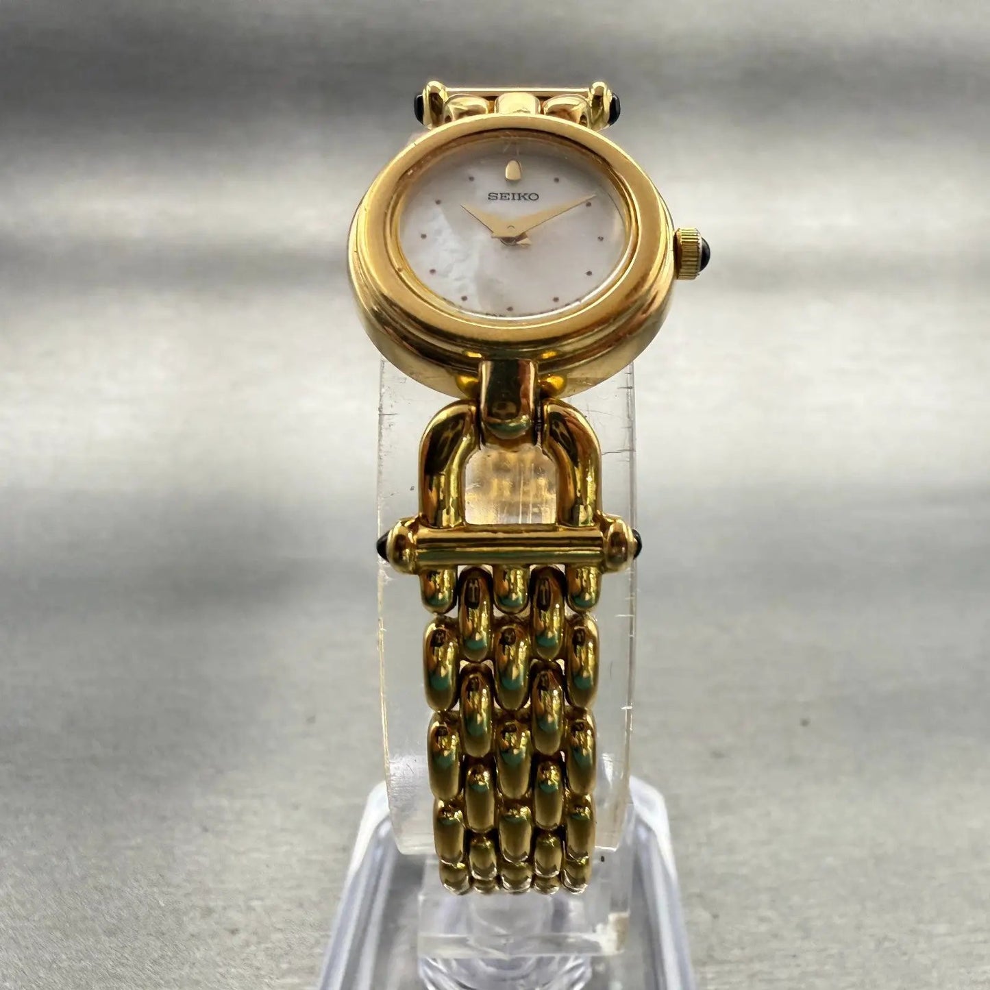 Seiko Watch Women 19mm MOP Dial Gold Tone Round 4N00-0588 New Battery Vintage5