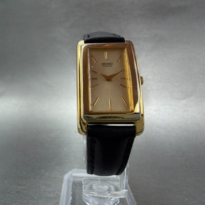 Seiko Tank Watch Women 20mm Champagne Dial Gold Tone 1N00-5G49 New Battery5