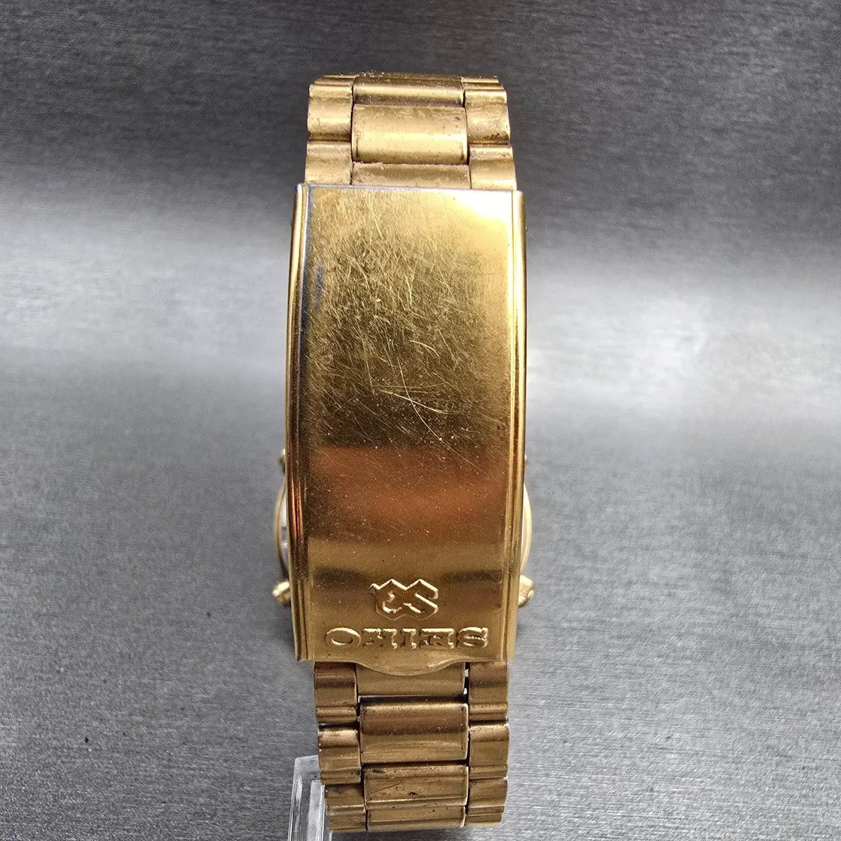 Seiko Chronograph Watch Men 37mm Gold Dial Gold Round 7A28-7029 New Battery VTG7