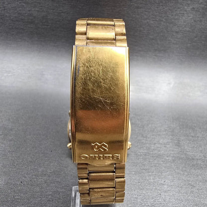 Seiko Chronograph Watch Men 37mm Gold Dial Gold Round 7A28-7029 New Battery VTG7