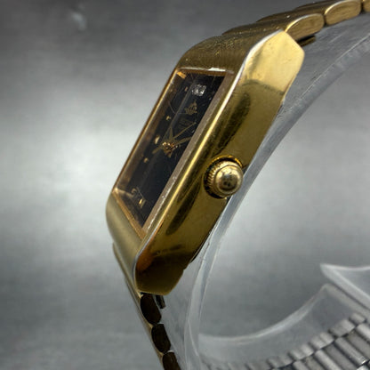 Seiko Tank Watch Women 16mm Black Dial Gold Tone Rectangle 1N01-5A10 New Battery2
