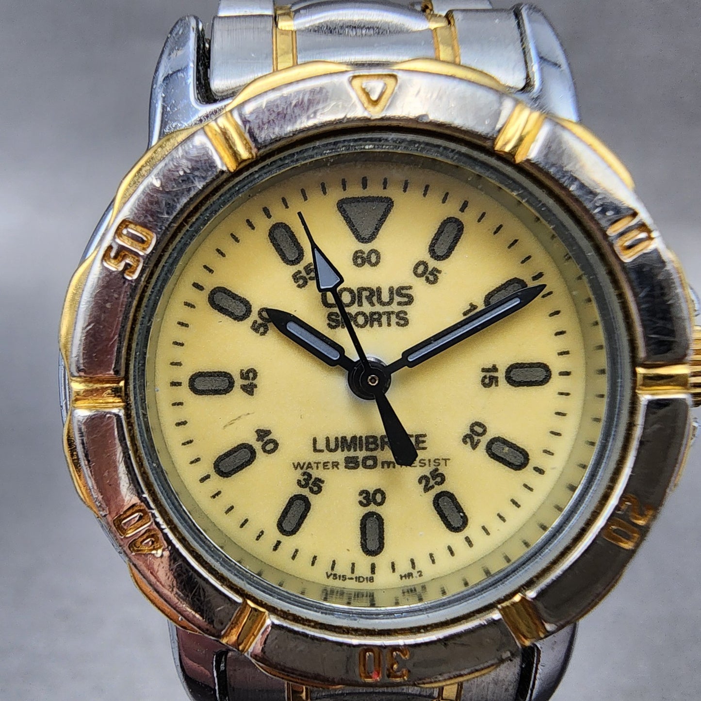 Seiko Lorus Sports Lumibrite Dive Watch Women 28mm Luminous Dial TwoTone NewBat1
