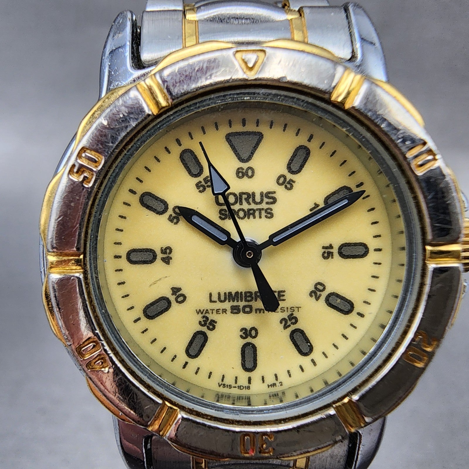 Seiko Lorus Sports Lumibrite Dive Watch Women 28mm Luminous Dial TwoTone NewBat1
