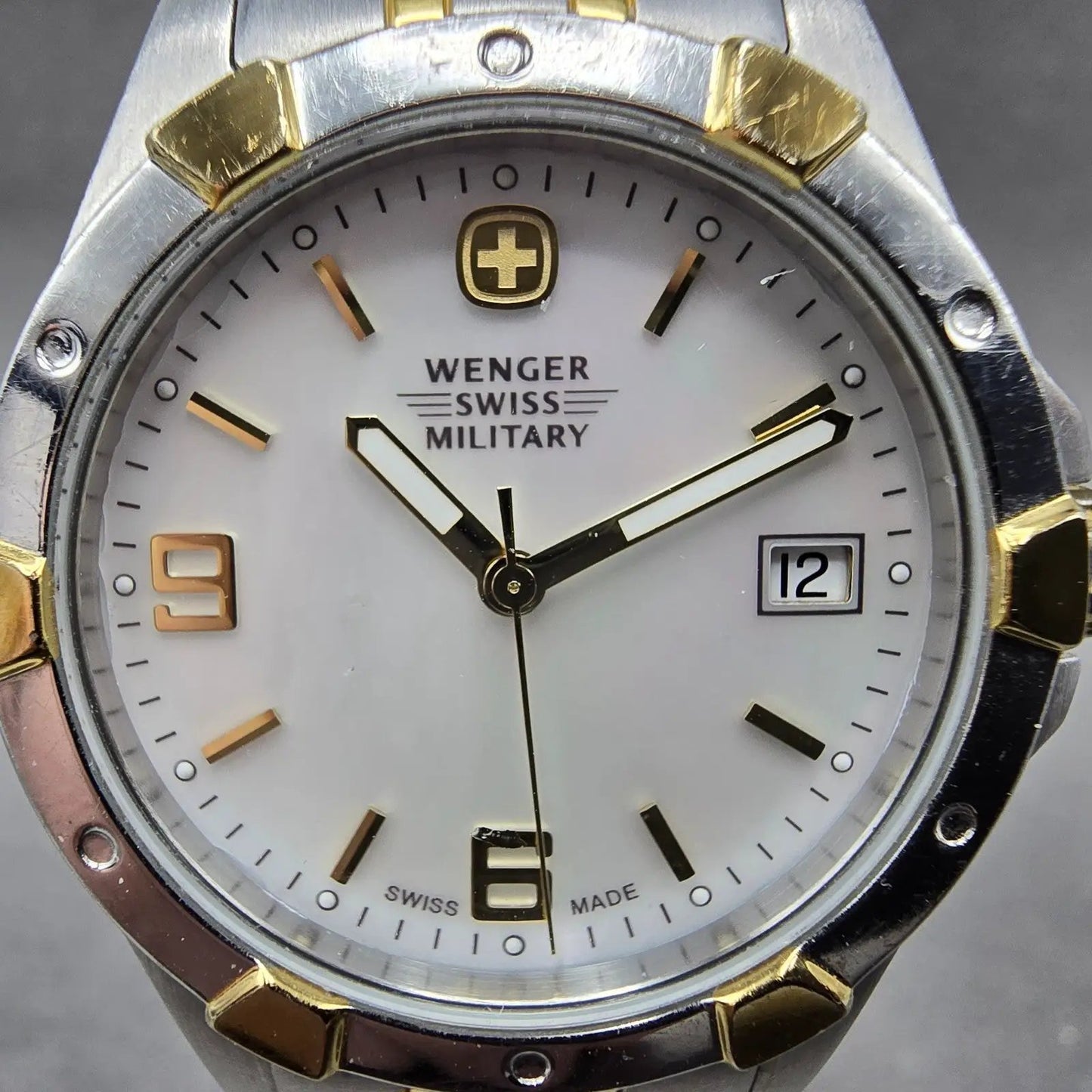 Wenger Swiss Military Watch Women 33mm MOP Dial Two Tone Date 79093 New Battery2