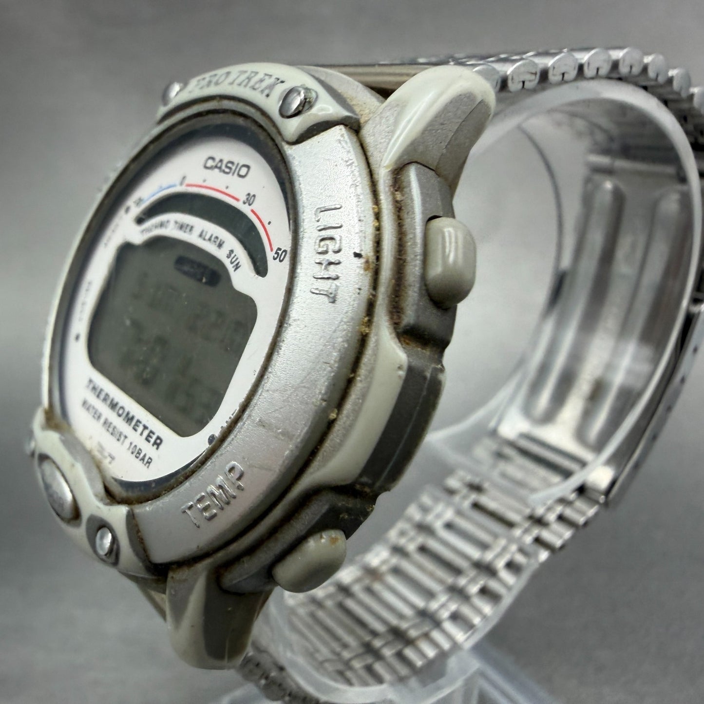 Casio Pro Trek PRL-100 Watch Men 39mm Digital Silver Tone Thermometer New BattAS2