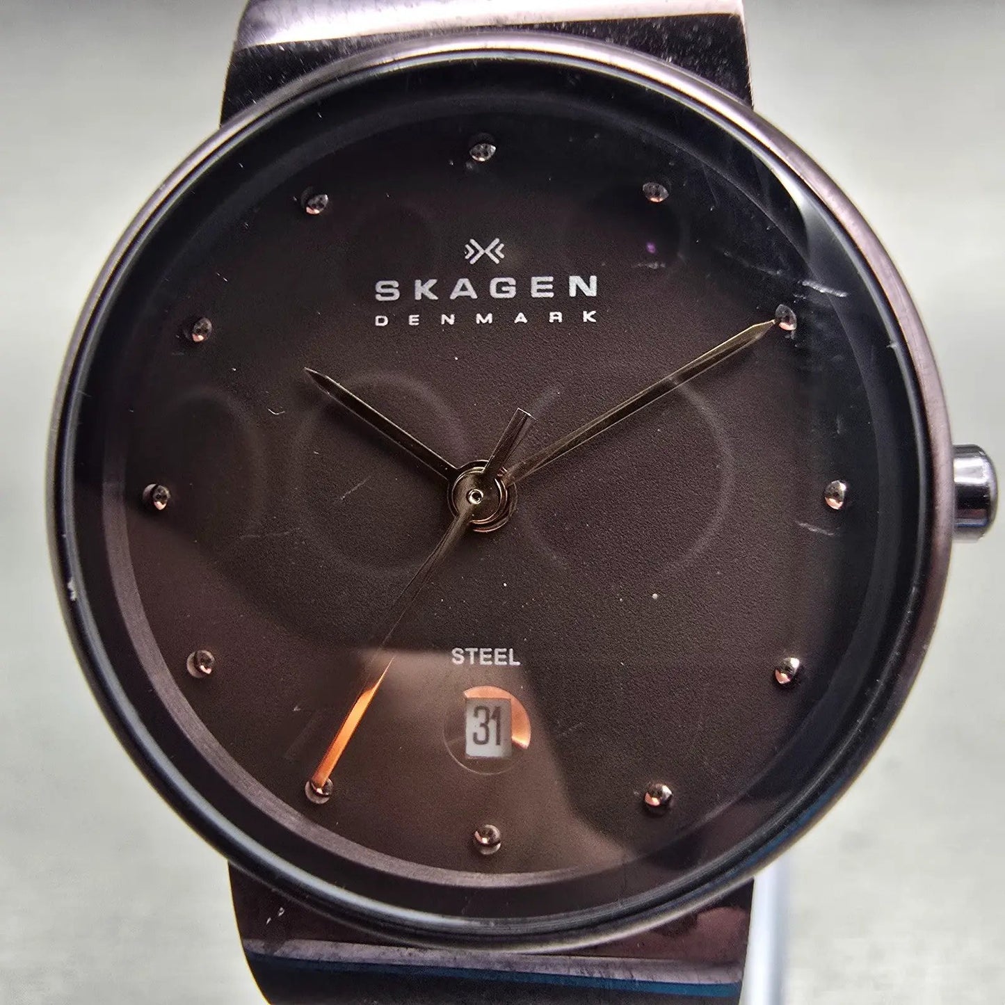 Skagen Denmark Watch Women 26mm Brown Dial Brown Tone Date Round 355SDD New Batt1
