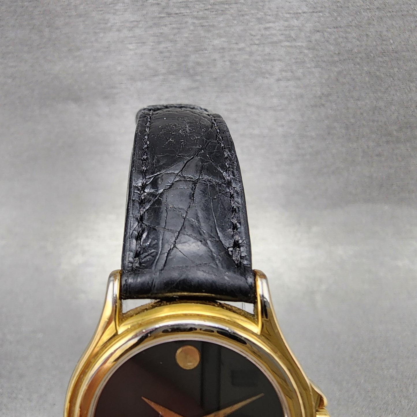 Movado Museum Watch Women 28mm Black Dial Gold Tone Round 87 E4 0823 New BattABC5