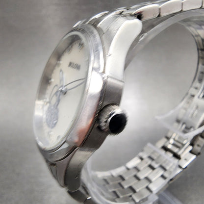 Bulova Diamond Watch Women 34mm MOP Heart Dial Silver Tone 96P182 New Battery2