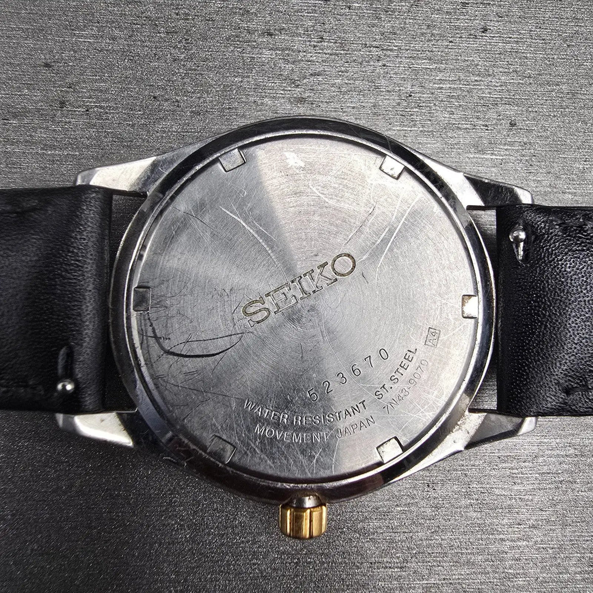 Seiko Watch Men 37mm White Dial Two Tone Daydate Round 7N43-9070 New Battery10