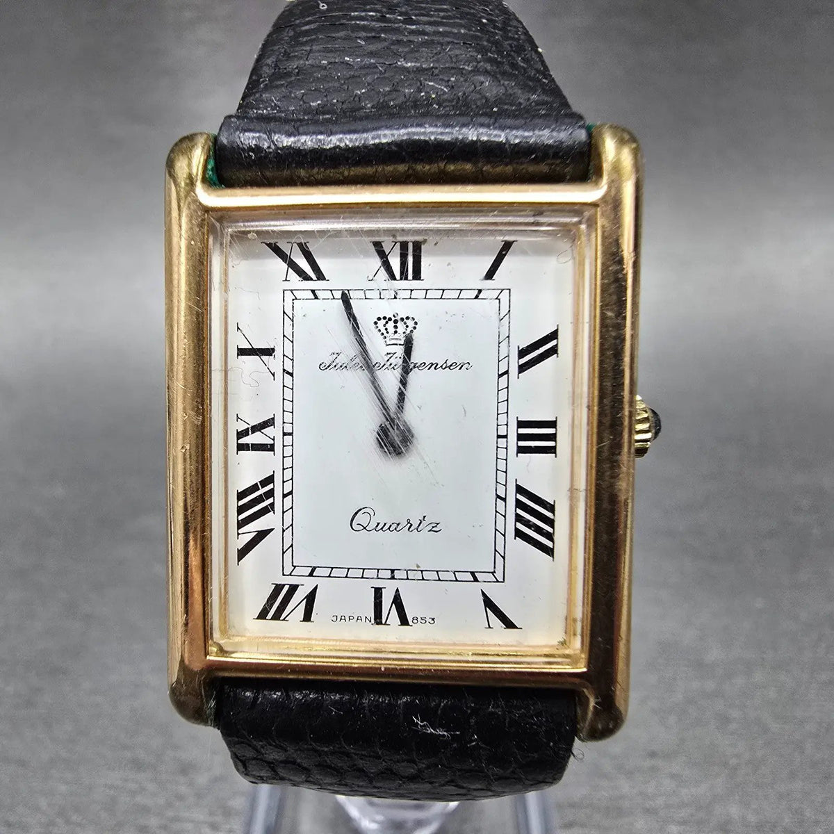 Jules Jurgensen Tank Watch Men 24mm White Dial Gold Tone Rectangle PARTS0