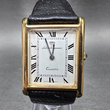 Jules Jurgensen Tank Watch Men 24mm White Dial Gold Tone Rectangle PARTS0
