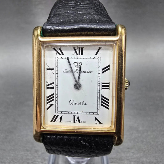 Jules Jurgensen Tank Watch Men 24mm White Dial Gold Tone Rectangle PARTS0