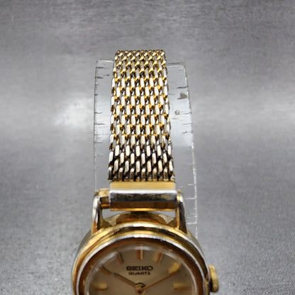 Seiko Watch Women 19mm Gold Dial Gold Tone Round 23200319 New Battery VTG2
