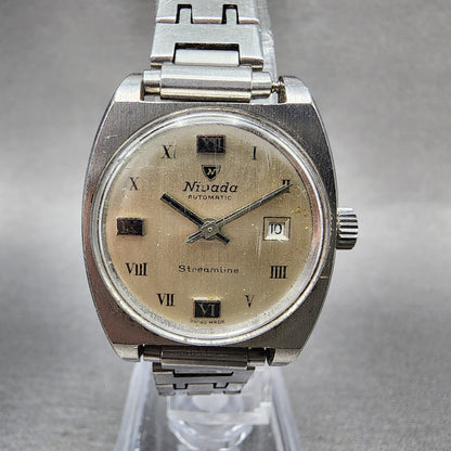 Nivada Streamline Automatic Watch Women 26mm Silver Dial Silver Tone Date Runs0