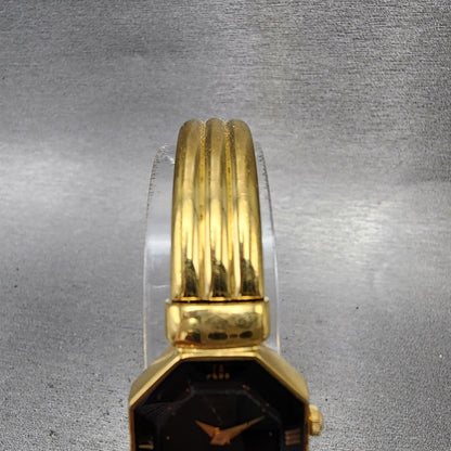 Seiko Watch Women 19mm Black Dial Gold Tone Hexagon 1n005e30 New Battery4