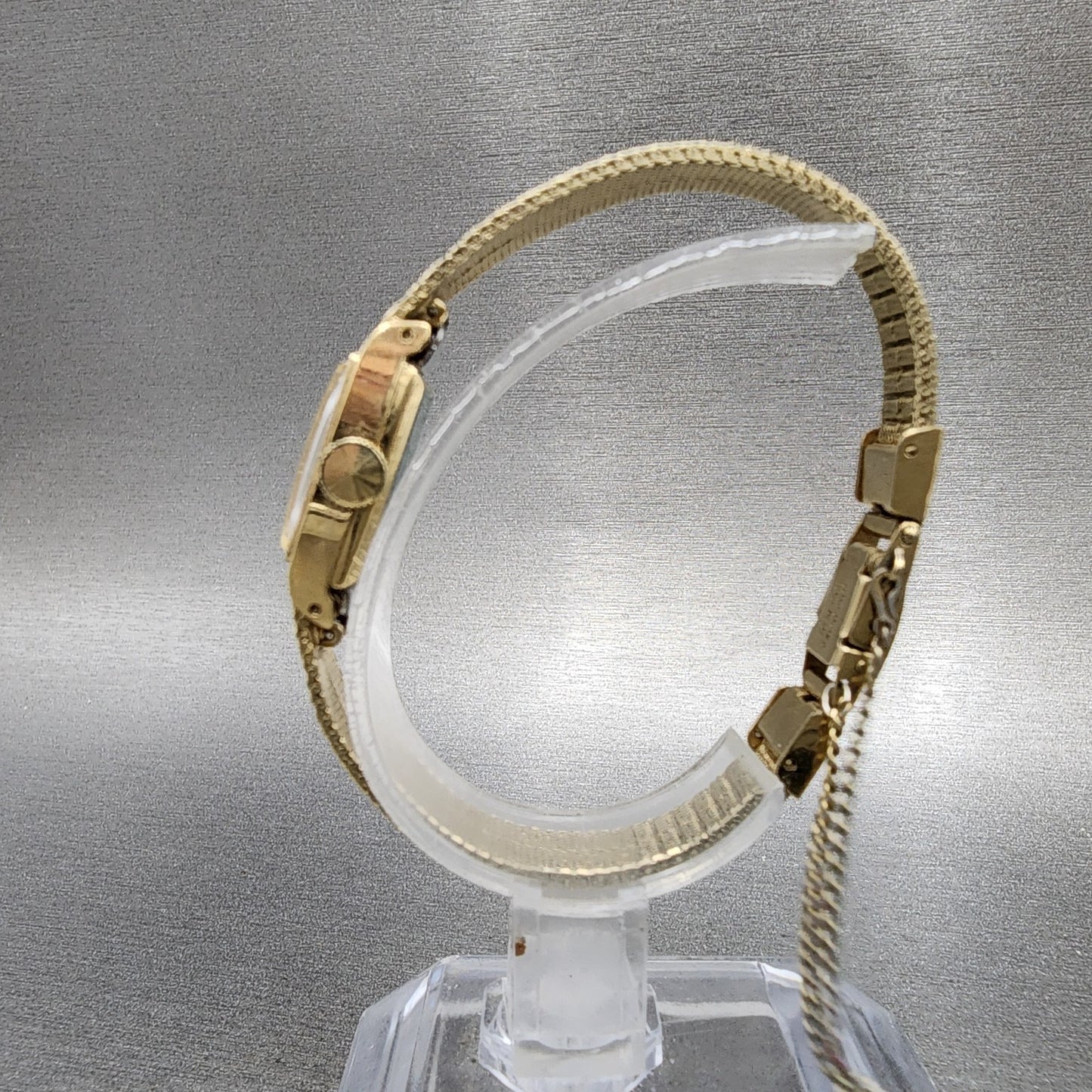 Seiko Tank Watch Women 15mm Champagne Dial Gold Plated Rectangle Manual Runs6