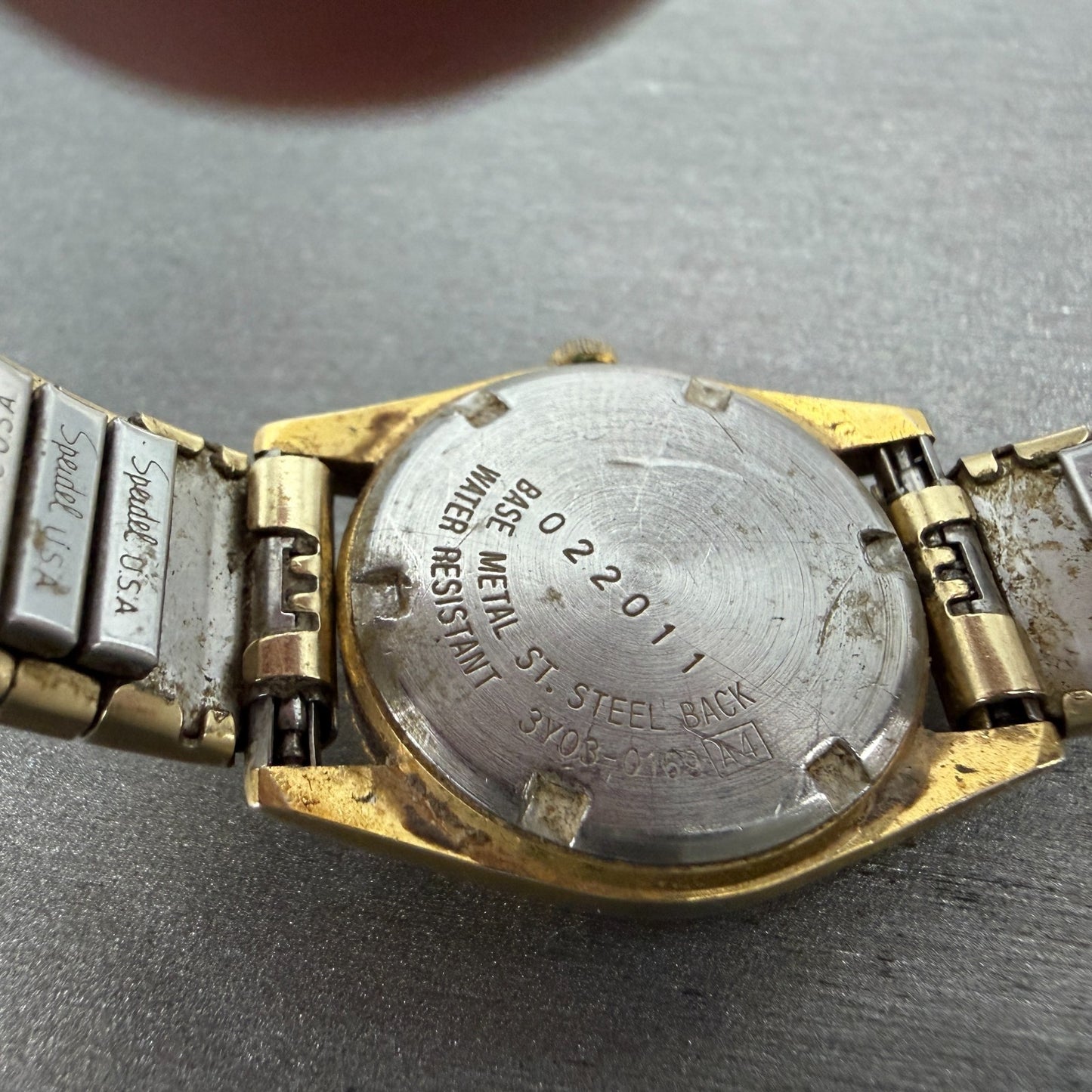 Seiko SQ Watch Women 24mm Gold Dial Gold Tone Daydate 3Y03-0169 New Battery VTG99