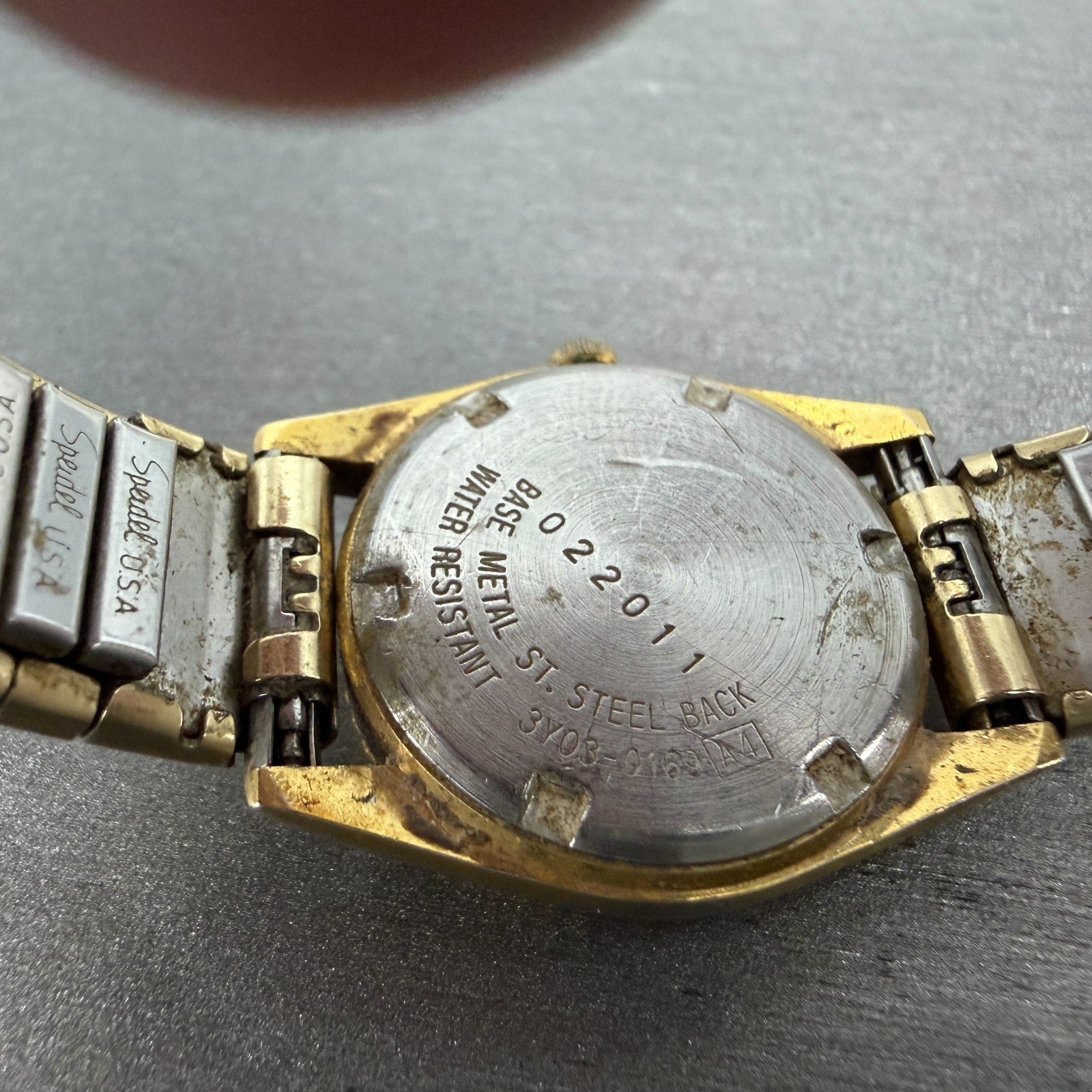 Seiko SQ Watch Women 24mm Gold Dial Gold Tone Daydate 3Y03-0169 New Battery VTG99