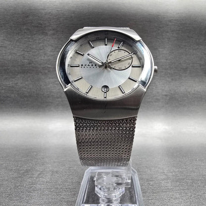 Skagen Watch Men 38mm Gray Dial Stainless Steel Date Round 983XLSSC New Battery5