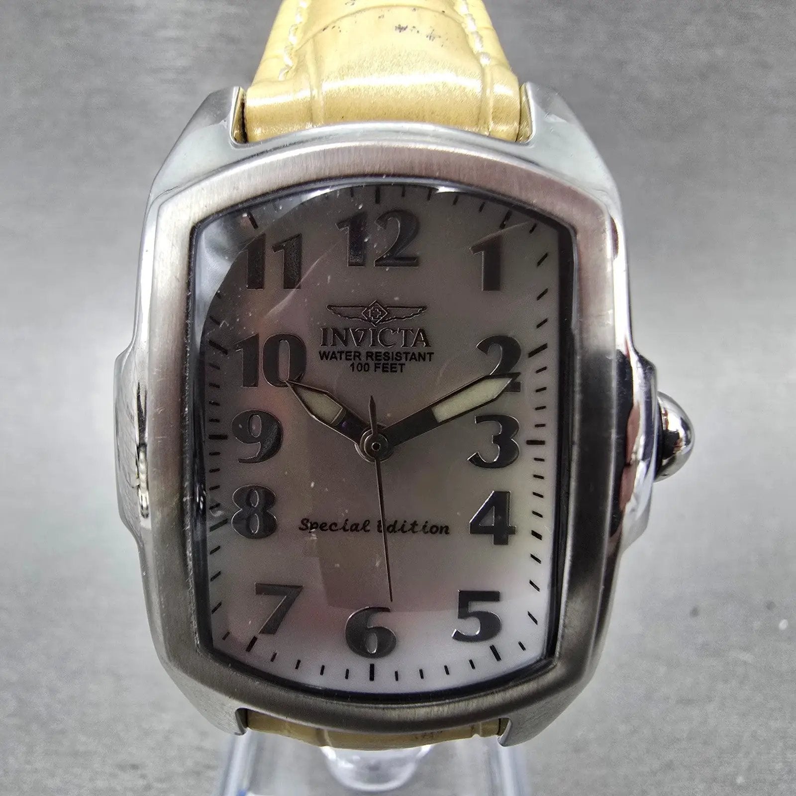 Invicta Lupha Watch Women 29mm MOP Dial Silver Tone Rectangle 0441 New BatteryKL1