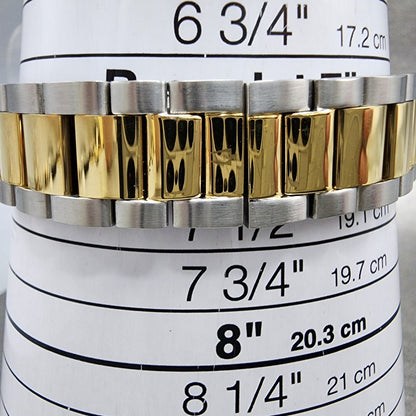 Bulova Surveyor Watch Women 34mm White Dial Two Tone Date Round Braclet 98M13210