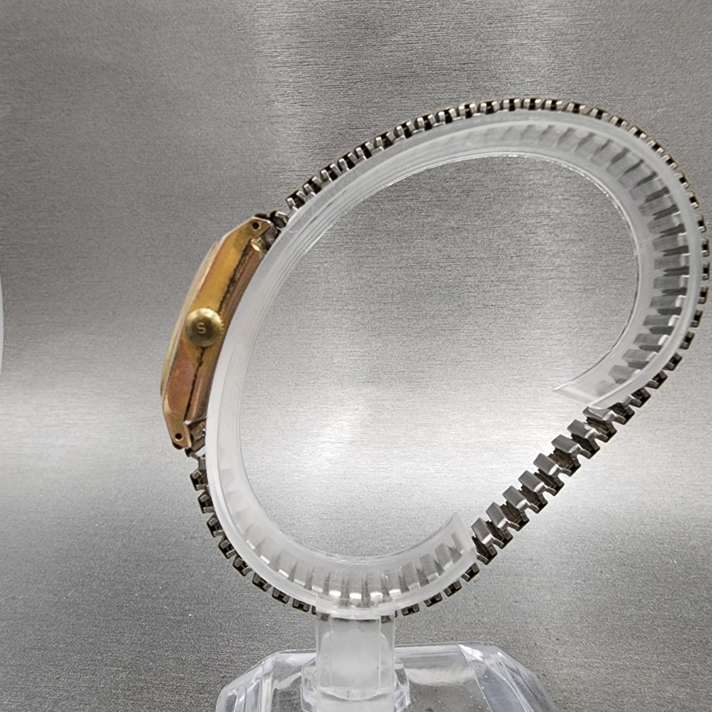 Seiko Venus Tank Watch Women 16mm Silver Dial Gold Plated Manual Runs6
