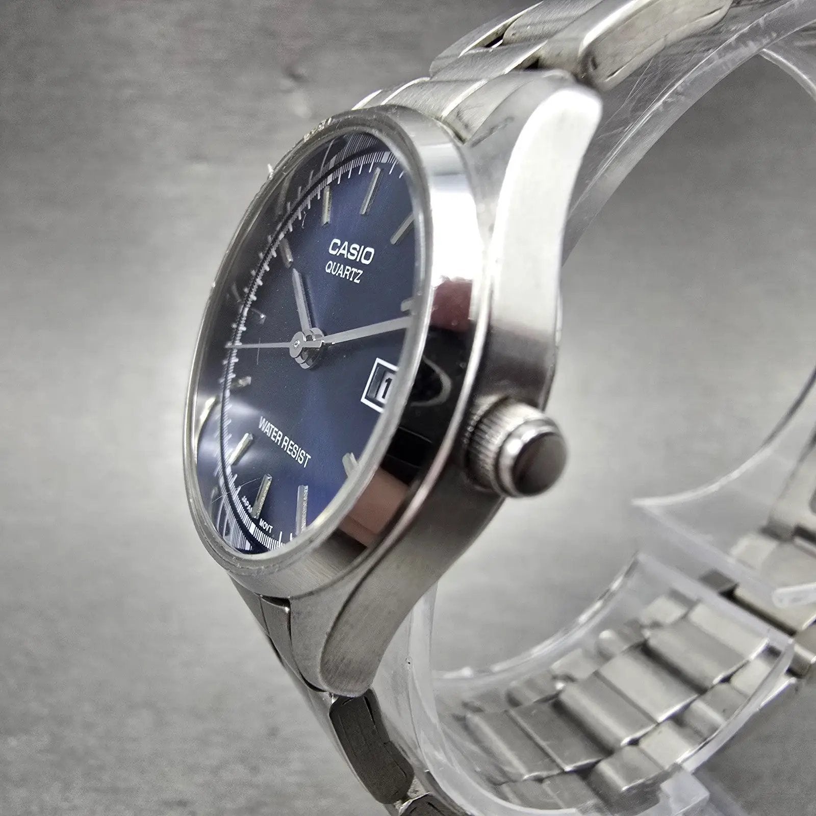 Casio Watch Women 26mm Blue Dial Silver Tone Date Round LTP-1175 New Battery2