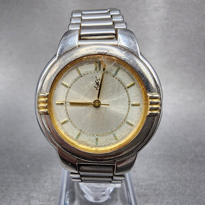 Yves Saint Laurent Watch Women 32mm White Dial Two Tone Round 6031G11246 PARTS0