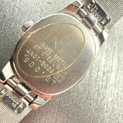 Seiko Watch Women 17mm Silver Dial Silver Tone Oval 4N01-5029 New Battery VTG10