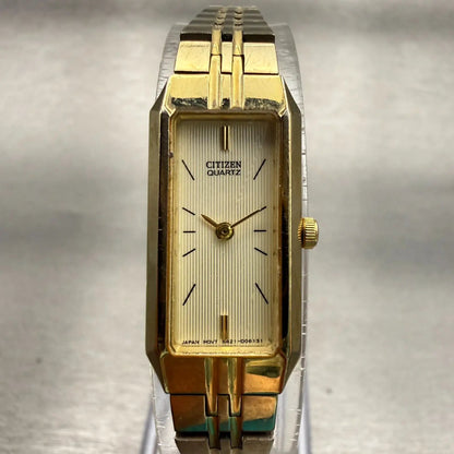 Citizen Watch Women 13mm Champagne Dial Gold Tone Rectangle 5421-S96460 New Batt0