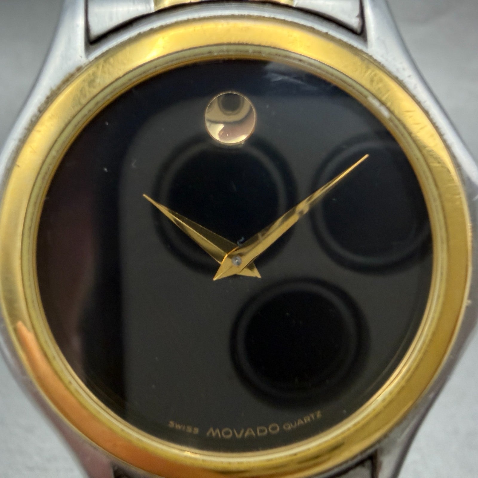 Movado Museum Watch Men 34mm Black Dial Two Tone Round 81-E4-0863 New Battery1