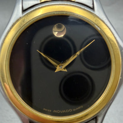 Movado Museum Watch Men 34mm Black Dial Two Tone Round 81-E4-0863 New Battery1