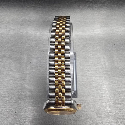 Bulova Marine Star Watch Women 24mm Gold Dial Two Tone Date Round 90G17 New Batt4