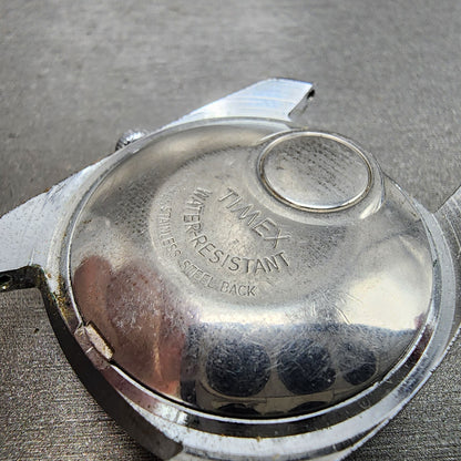 Timex Electric Watch Men 36mm Black Dial Silver Tone Round Crosshair Dial PARTS7