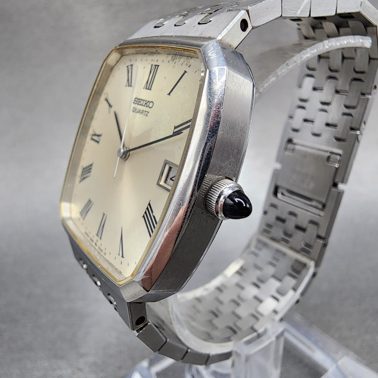Seiko Watch Men 32mm Silver Dial Silver Tone Date 58555010 New Battery3