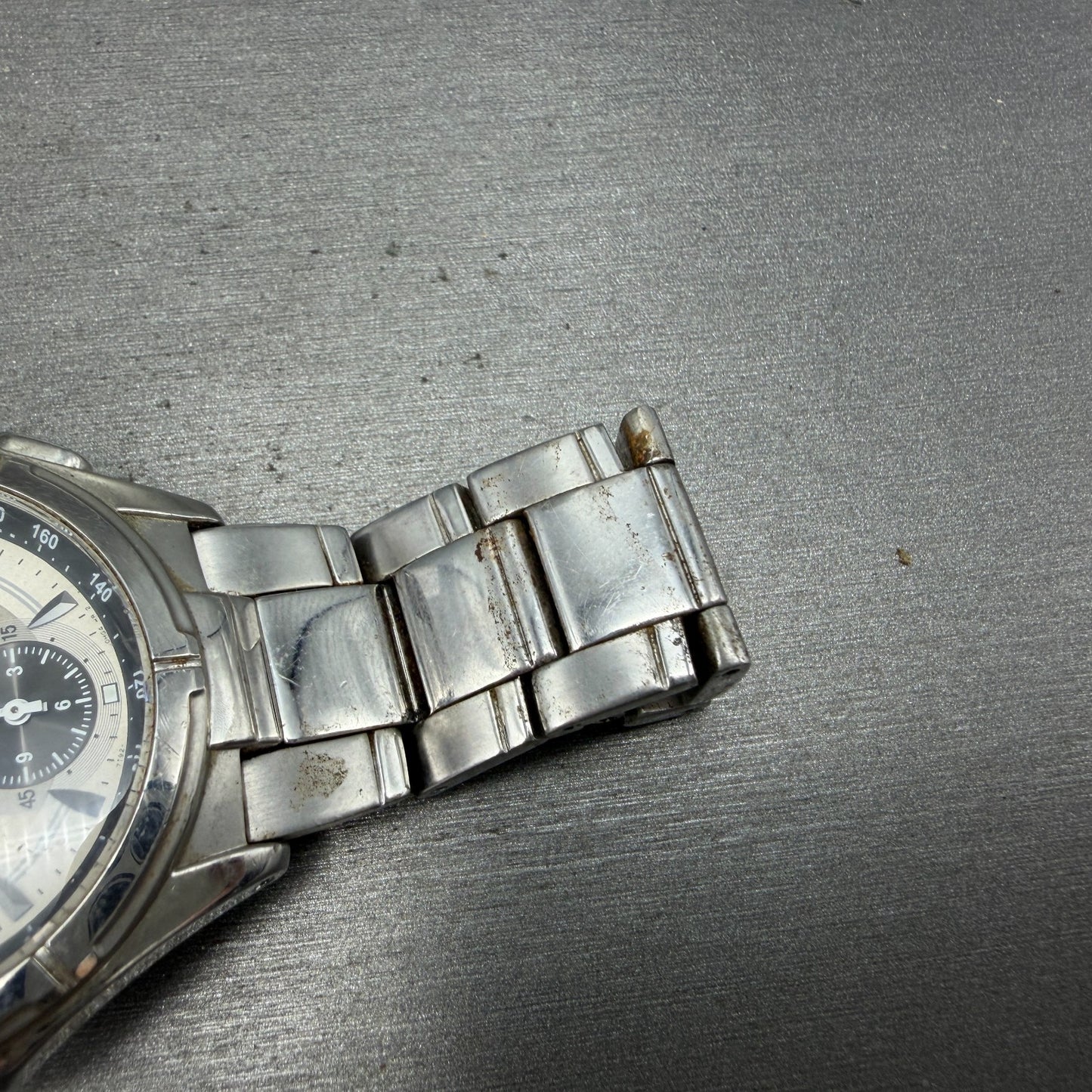 Seiko Wired Chronograph Watch Men 40mm Silver Dial Silver Tone Date BROKEN BAND7