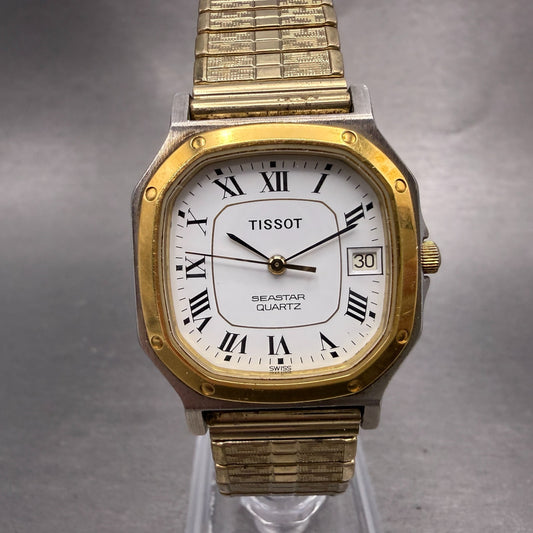 Tissot Seastar Watch Men 30mm White Dial Two Tone Date Octagon PARTS0
