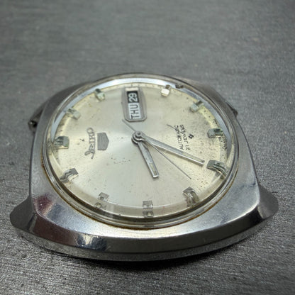 Seiko 5 Automatic Watch Men 35mm Silver Dial Silver Tone Daydate 6119-7100 PARTS4