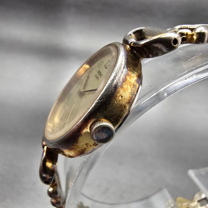 Seiko Watch Women 23mm Gold Dial Gold Tone Round 1421-8060 New Battery Vintage2