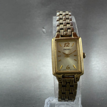 Seiko Tank Watch Women 16mm Champagne Dial Gold Tone 1N01-0FH0 New Battery ZYGF65
