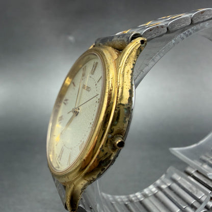 Seiko Spirit Watch Men 31mm Champagne Dial Two Tone Round 5e31-6040 PARTS VTG3