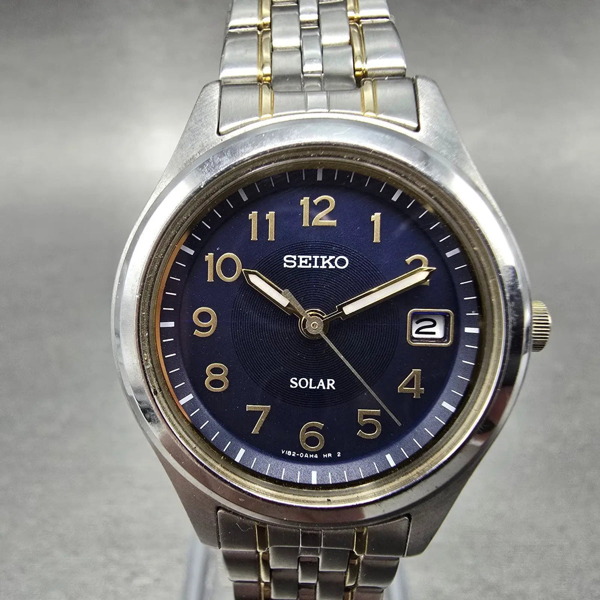 Pulsar Solar Watch Women 28mm Blue Dial Silver Date Round V182-0AE0 Works0