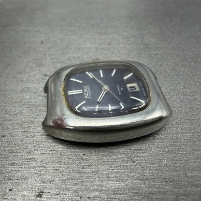 Seiko Automatic Tank Watch Women 24mm Blue Dial Steel Date 2205-3031 PARTS4