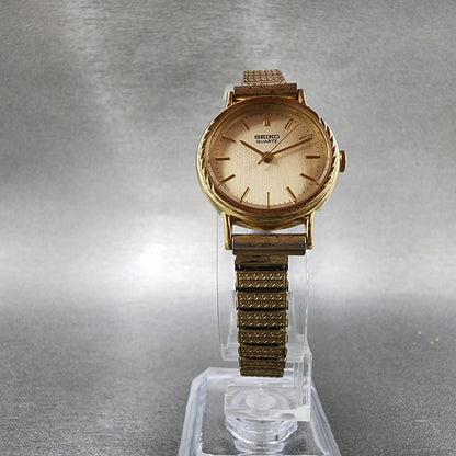 Seiko Watch Women 23mm Champagne Dial Gold Tone Round 54210060 New Battery5