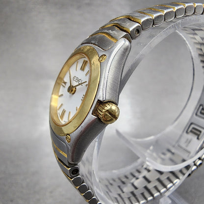 Ebel Classic Wave Watch Women 21mm White Dial Two Tone 18k Gold Round New Batt2